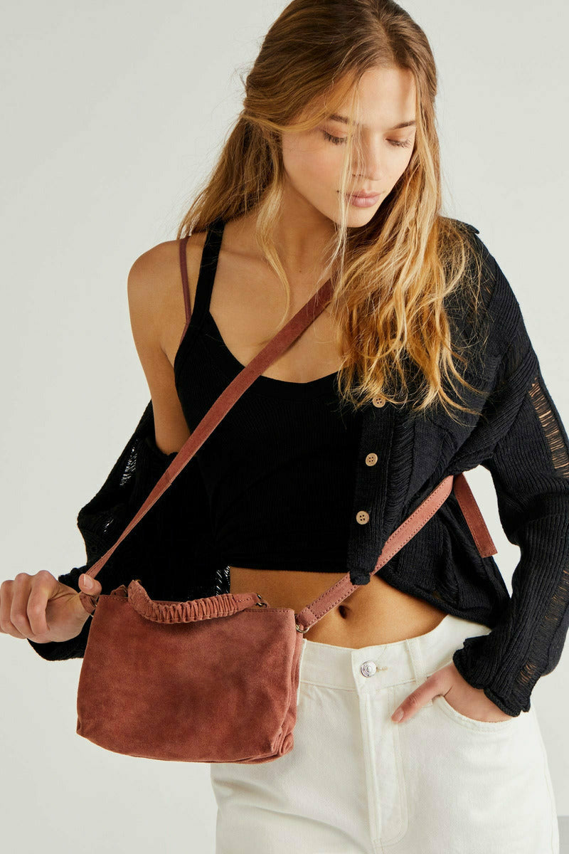 Free People Cody Suede Crossbody Purse - Women's Bags in Rusted