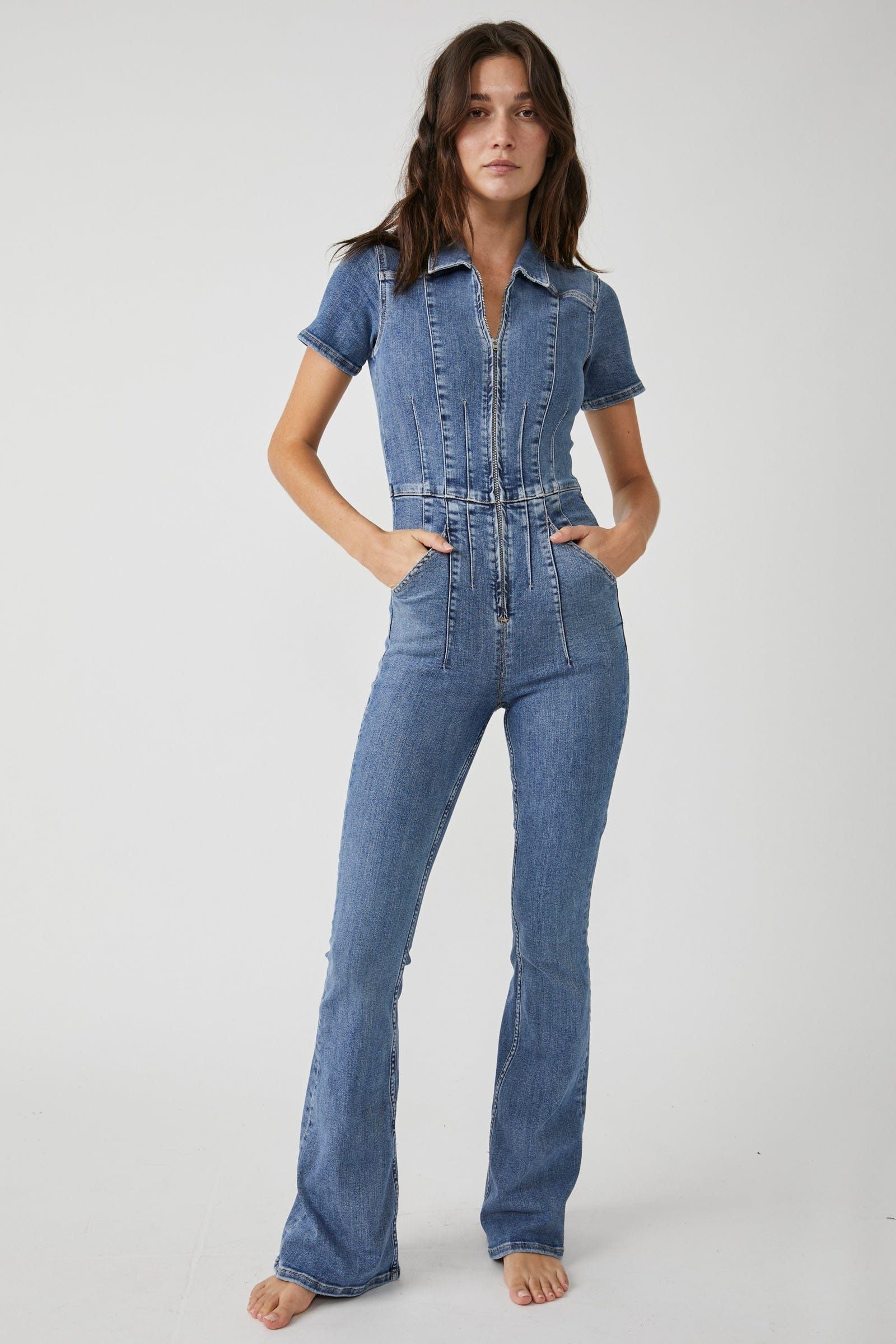 Free People Jayde Flare Jumpsuit - Sunburst Blue - FINAL SALE – Ten North