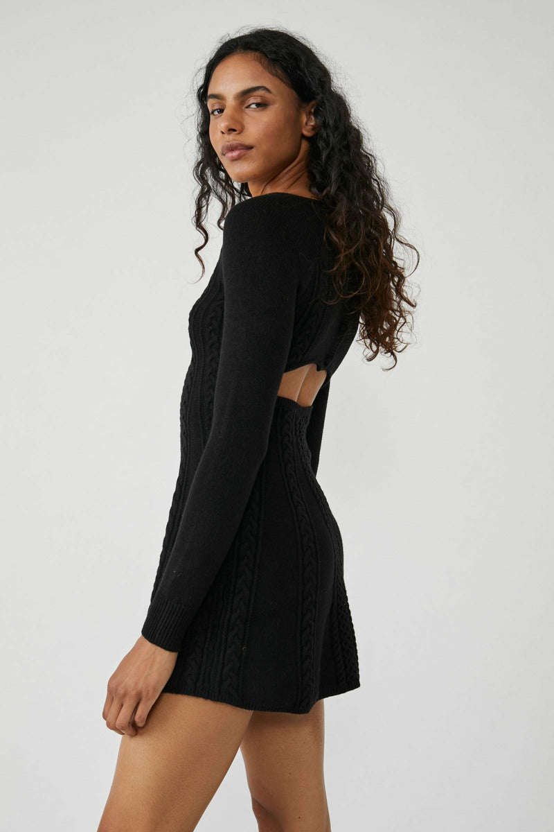 Free people long sleeve hotsell black dress