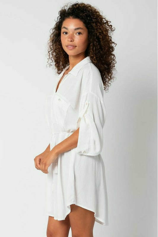 Olivaceous Button Down Shirt Dress – Ten North