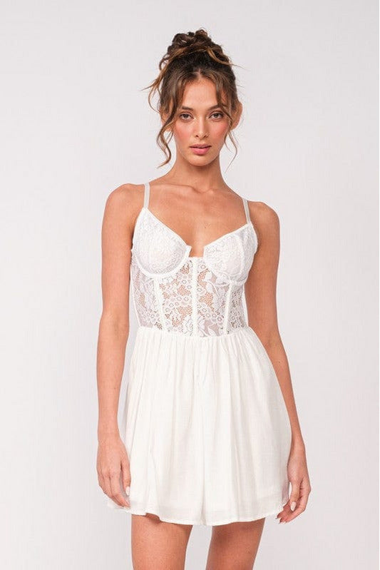 Sky To Moon Lace Corset Mini Dress - My Bella